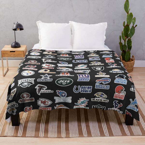 NFL teams black Throw Blanket