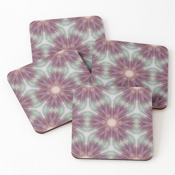 Item preview, Kaleidoscopic flowers in green red and withe.( dandelion seeds) designed and sold by Jonnekesart.