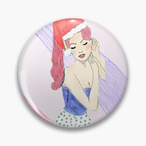 Aperçu de l'œuvre Fille Rockabilly Pin-up de Noël festive créée et vendue par ClosLineDesigns.