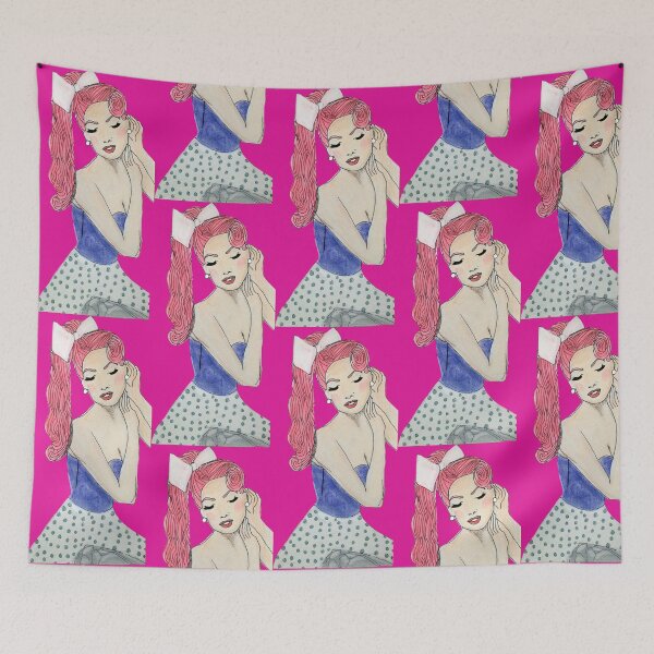 Item preview, 50's Cut Out Look Pinup Girl Drawing Sketch  designed and sold by ClosLineDesigns.