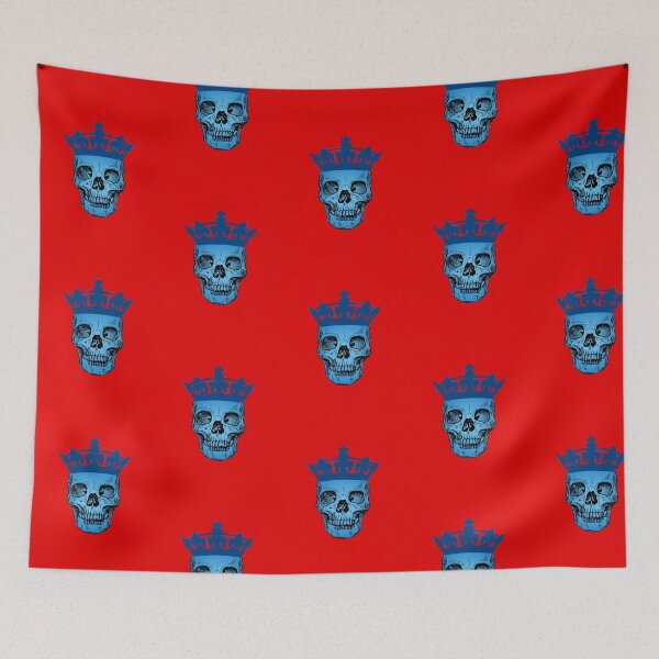 Item preview, Blue skull on red  designed and sold by Twinmommy Store.
