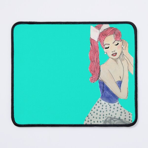 Item preview, Retro 50's Cut Out Look Pinup Girl Drawing Sketch blue designed and sold by ClosLineDesigns.