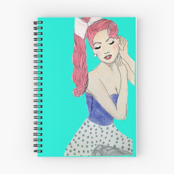 Item preview, Retro 50's Cut Out Look Pinup Girl Drawing Sketch blue designed and sold by ClosLineDesigns.
