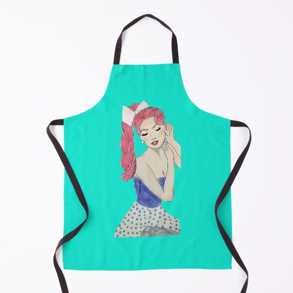 Item preview, Retro 50's Cut Out Look Pinup Girl Drawing Sketch blue designed and sold by ClosLineDesigns.