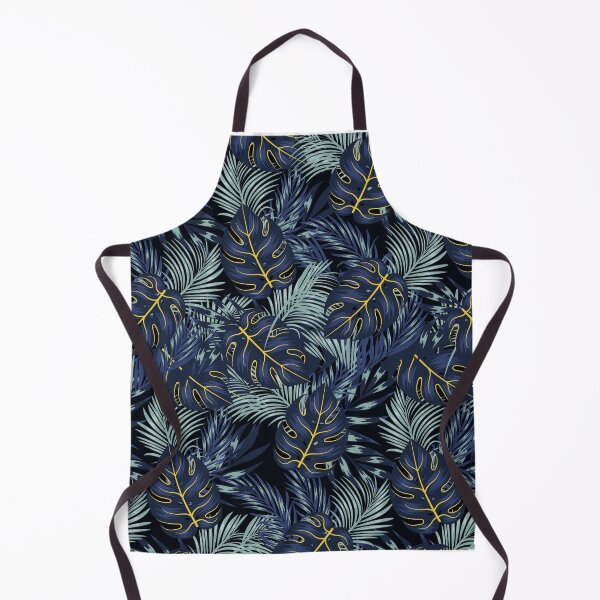 Item preview, blue floral Fashionable seamless tropical pattern with bright plants and leaves on a black background designed and sold by Ckh1985.