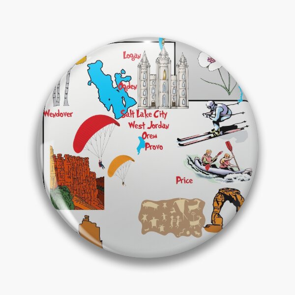 Item preview, Utah state map with major cities,Tourist Destinations, USA designed and sold by mashmosh.