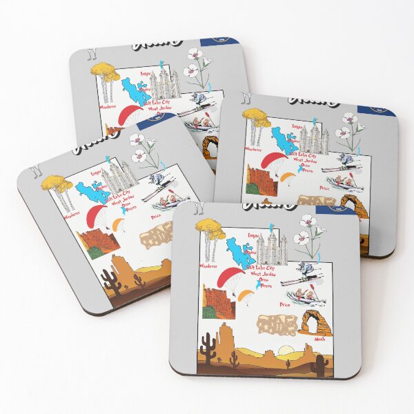 Item preview, Utah state map with major cities,Tourist Destinations, USA designed and sold by mashmosh.