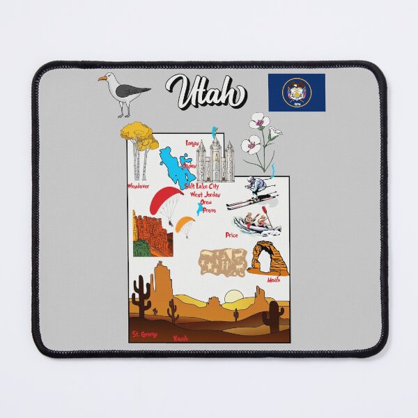 Item preview, Utah state map with major cities,Tourist Destinations, USA designed and sold by mashmosh.