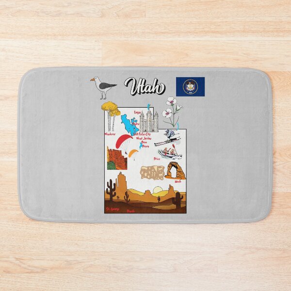 Item preview, Utah state map with major cities,Tourist Destinations, USA designed and sold by mashmosh.