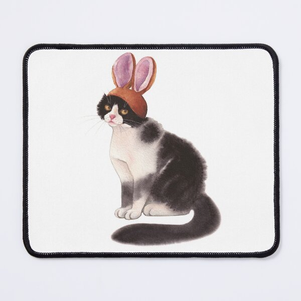 Item preview, Tuxedo cat wearing bunny hat designed and sold by Kaoryn Chan.
