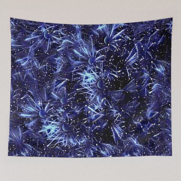 Item preview, crisantemos, planetas, ásteres, estrellas, monocromas, minimalismo, azul blanco designed and sold by Maria Mihailova.