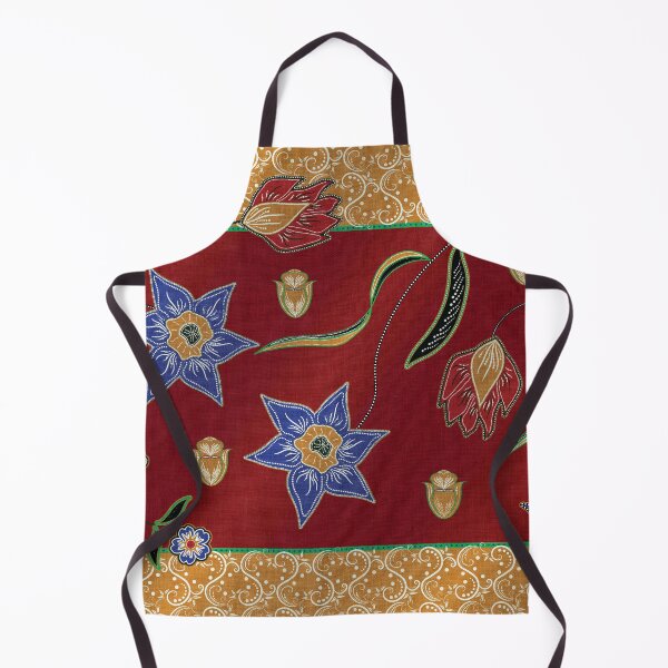 Item preview, Red and Gold Abstract Floral Traditional Batik Pattern designed and sold by nouveaudecor.