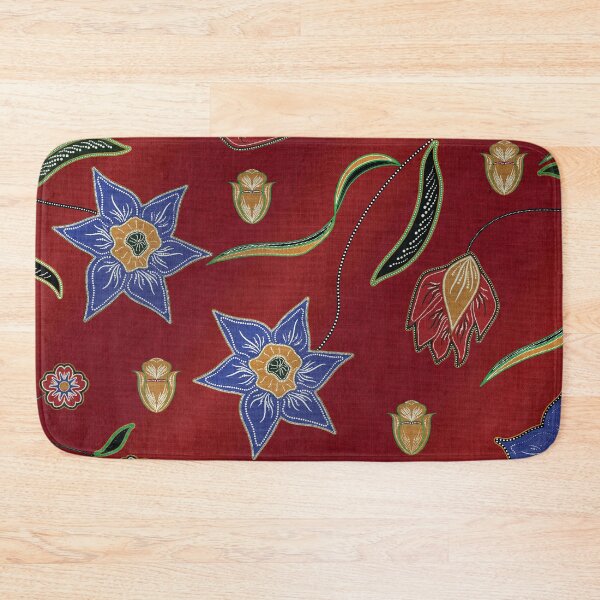 Item preview, Red and Gold Abstract Floral Traditional Batik Pattern designed and sold by nouveaudecor.
