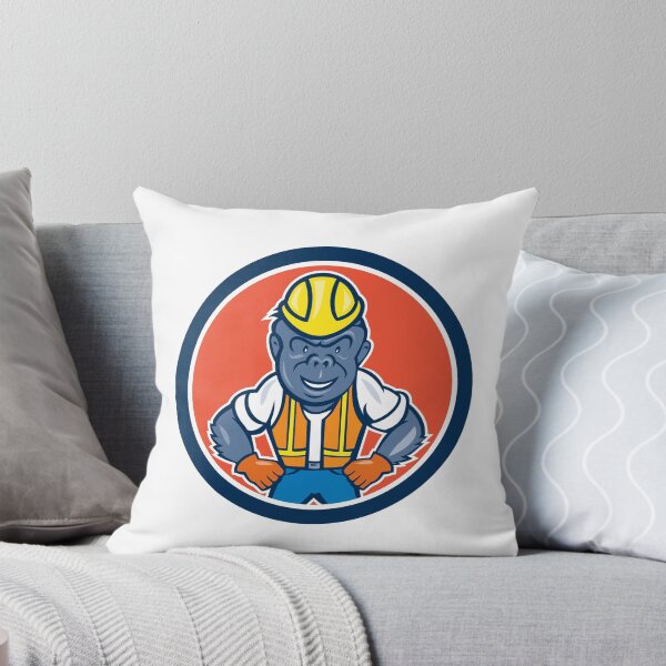 Item preview, Angry Gorilla Construction Worker Circle Cartoon designed and sold by patrimonio.