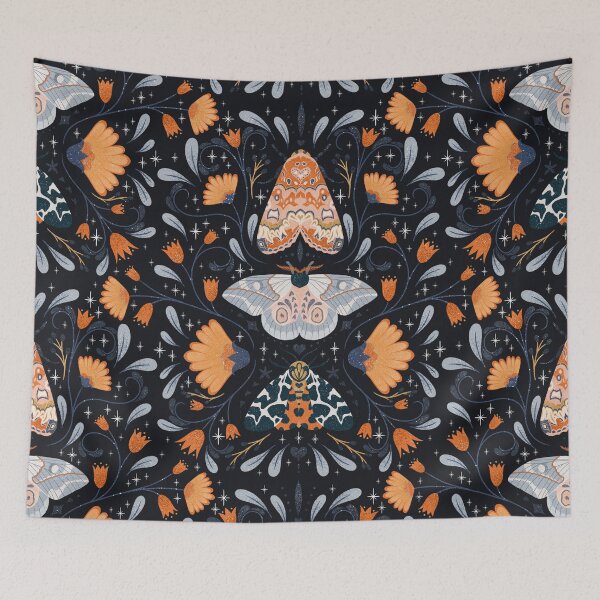 Item preview, Floral Moths | Black designed and sold by RebeccaFlaherty.