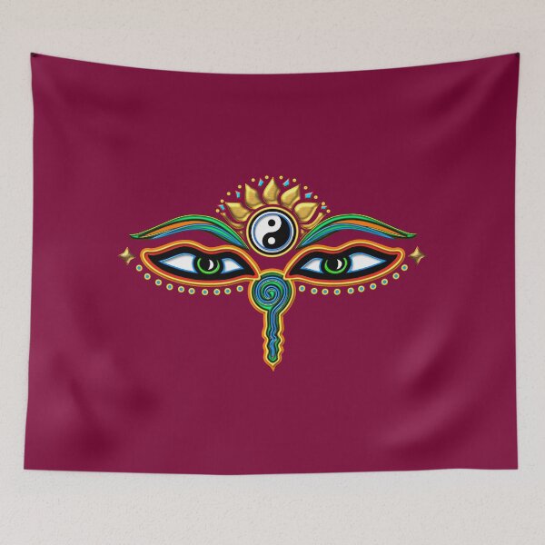 Item preview, Buddha Eyes, Yin Yang, Lotus Flower, Symbol Wisdom and Enlightenment designed and sold by nitty-gritty.