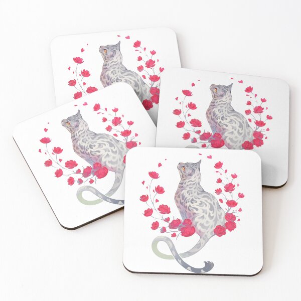 Item preview, Silver bengal cat with red flowers  designed and sold by Giulialibard.