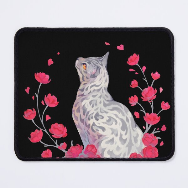 Item preview, Silver bengal cat with red flowers  designed and sold by Giulialibard.