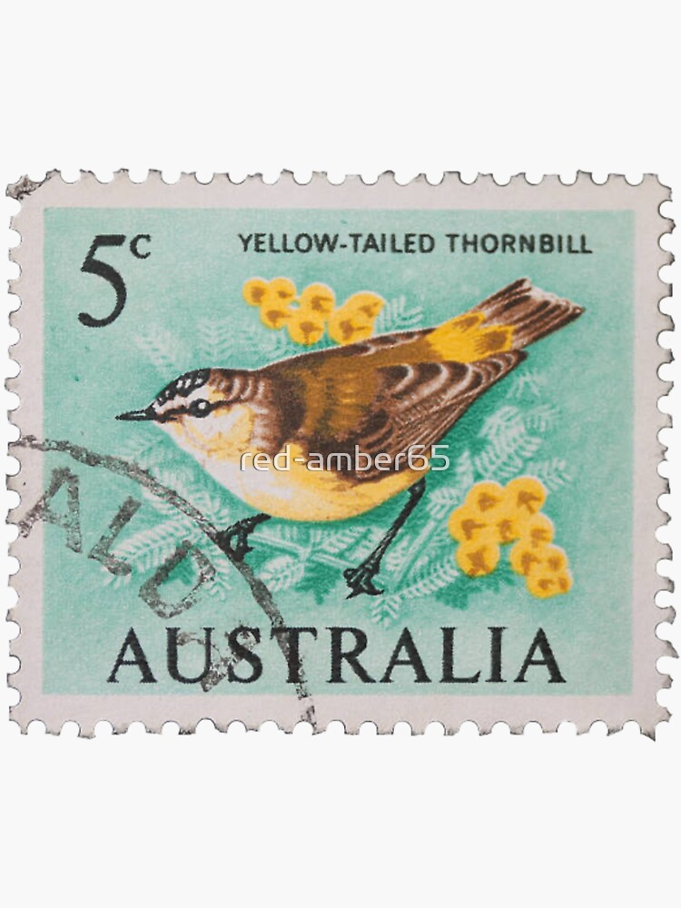 Australia Yellow Tailed Thornbill Vintage Postage Stamp | Sticker