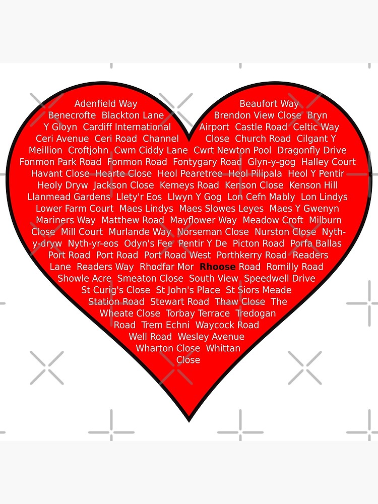 rhoose-street-names-in-heart-shape-poster-for-sale-by-swncreations