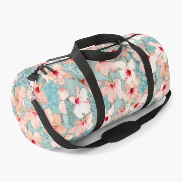 Item preview, Shabby Chic Hibiscus Patchwork Pattern in Peach & Mint designed and sold by micklyn.