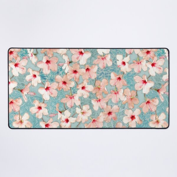 Item preview, Shabby Chic Hibiscus Patchwork Pattern in Peach & Mint designed and sold by micklyn.