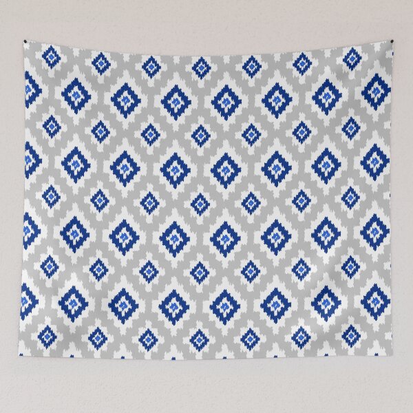Item preview, Boho Ikat in Blue & Grey designed and sold by The Wellington Boot.