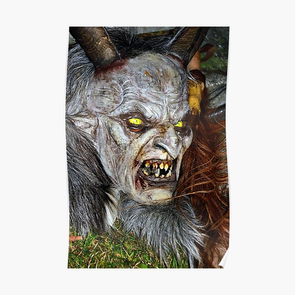 Traditional Krampus Mask, Tyrol, Austria Poster