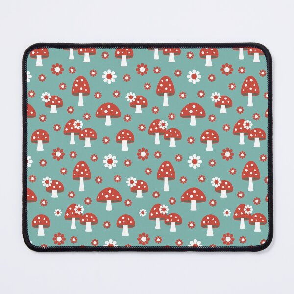 Item preview, Flowers and Red And White Mushroom pattern blue background designed and sold by urban-color.