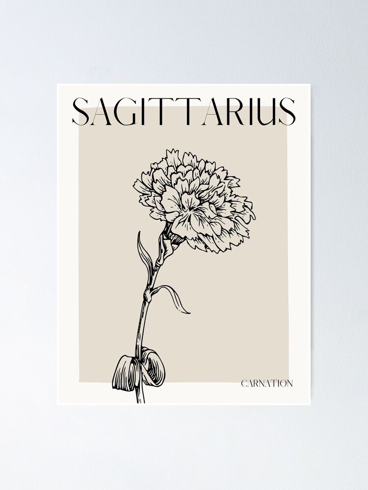 "Sagittarius Flower Art Design, Carnation Flower, Matisse Style Artwork