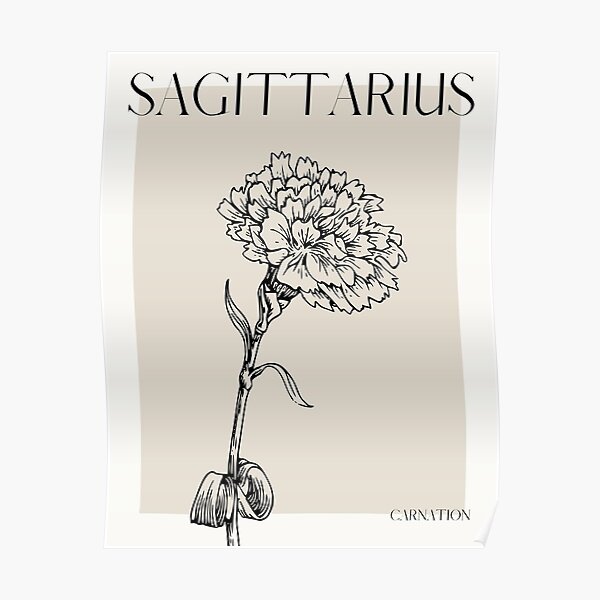 "Sagittarius Flower Art Design, Carnation Flower, Matisse Style Artwork
