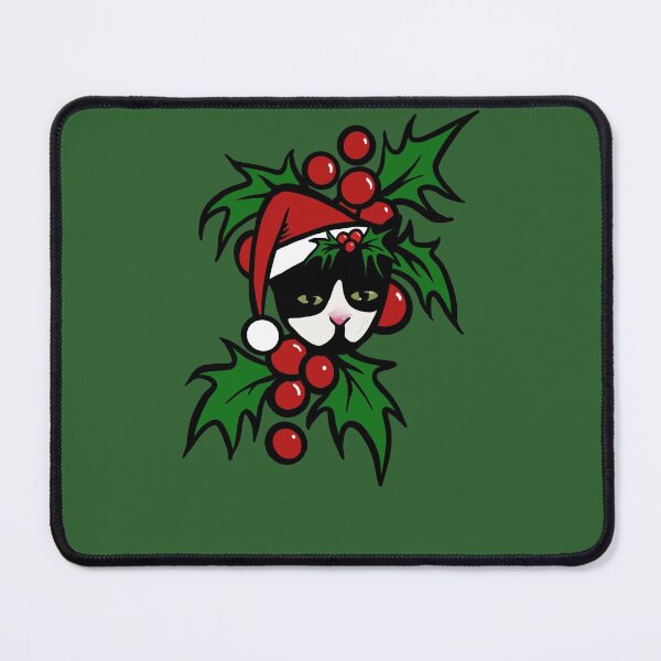Item preview, Tuxedo Cat Christmas Holly designed and sold by FrictionMaxxing.