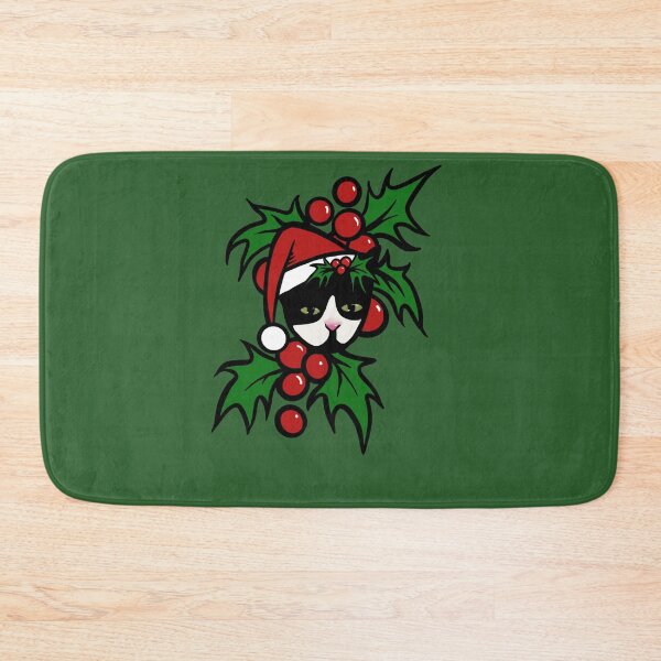 Item preview, Tuxedo Cat Christmas Holly designed and sold by FrictionMaxxing.