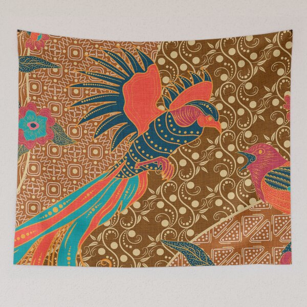 Item preview, Groovy Batik Abstract Floral and Birds Pattern designed and sold by nouveaudecor.