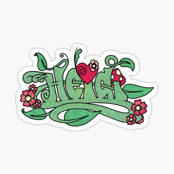 Heidi Graffiti Style Name with Leaves and Vines Sticker