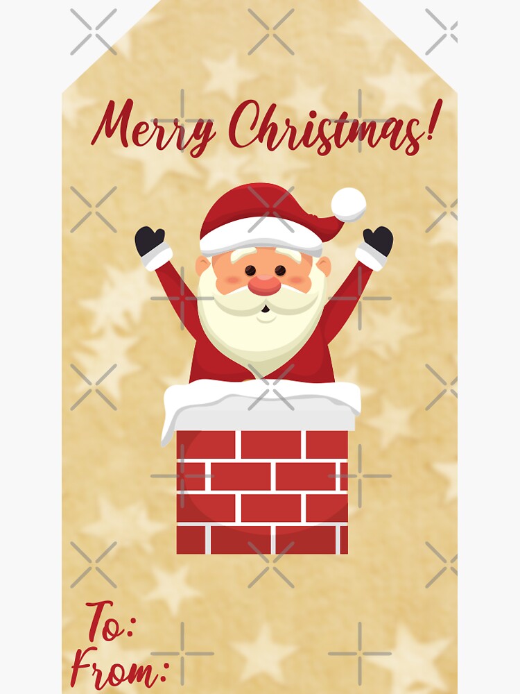 Santa Claus with a Gift Personalized Christmas Gift Tags