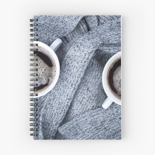 Item preview, Two white cups with hot coffee and gray scarf designed and sold by vladromensky.