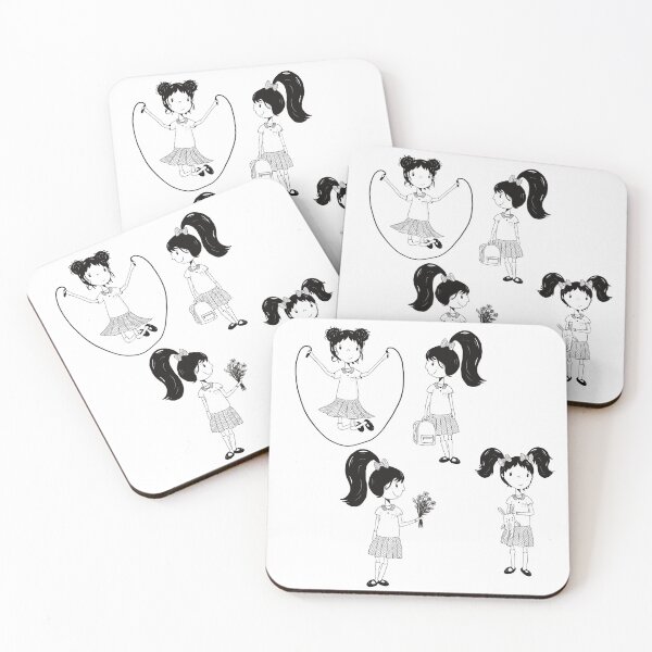 Item preview, Lovely schoolgirls cartoonstyle  in black & white  designed and sold by Kreajuut.