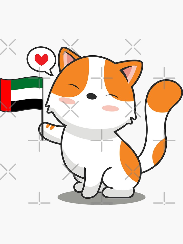 "Cute Cat Holding Uae Flag" Sticker for Sale by Sthyouneed Redbubble