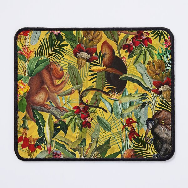 Item preview, Tropical monkey jungle Botanical Garden pattern - yellow Nightgarden designed and sold by UtArt.