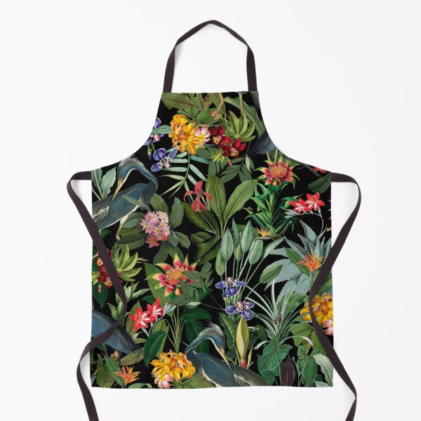 Item preview, Vintage Pattern - Blue heron and tropical flowers Botanical Night Garden Nightgarden designed and sold by UtArt.