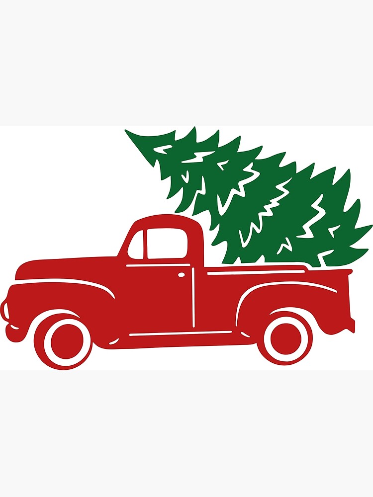 "Vintage Farmhouse Christmas Tree Truck Design" Photographic Print for