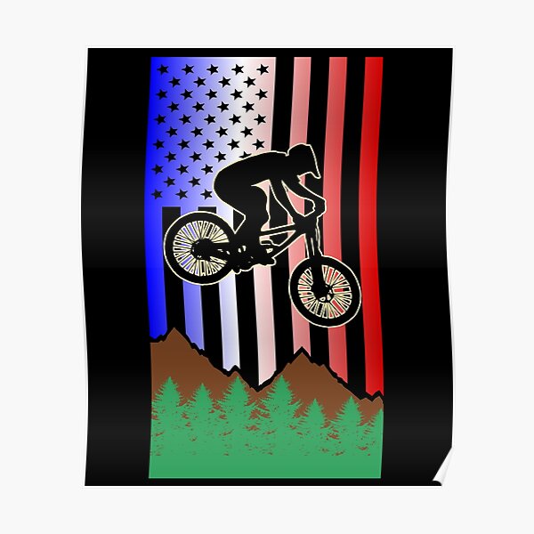 Mountain Bike Extreme Us Flag Poster For Sale By Troy Redbubble