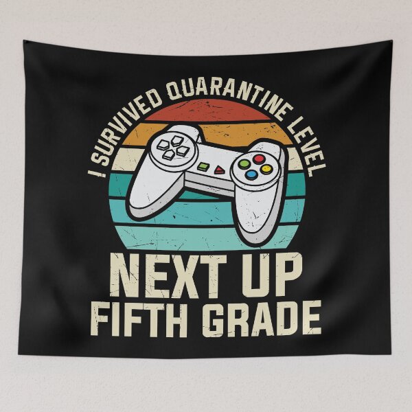 Item preview, I survived Quarantine Level, Next Up Fifth Grade - Trendy  Retro Vintage Sunset Back To School Design For Students and Teachers designed and sold by Prince - Bestseller ★★★★★.