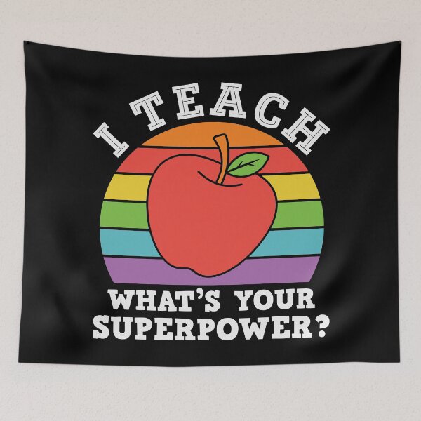 Item preview, I Teach, What's Your Superpower - Trendy Retro Vintage Sunset Back To School Rainbow Design For Students and Teachers designed and sold by Prince - Bestseller ★★★★★.