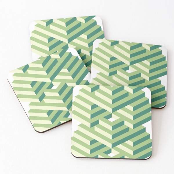 Item preview, Spring Green Abstract 3D Isometric Stripes Minimal Pattern designed and sold by patternsoup.