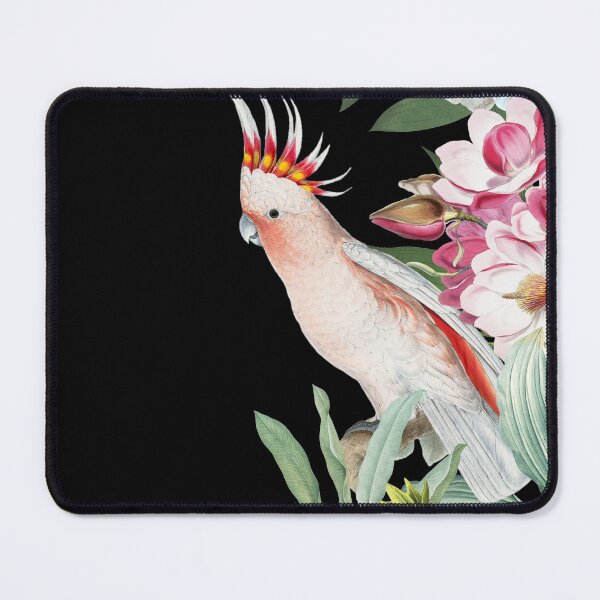 Item preview, Pink cockatoo in floral jungle Botanical Night Garden Nightgarden designed and sold by UtArt.