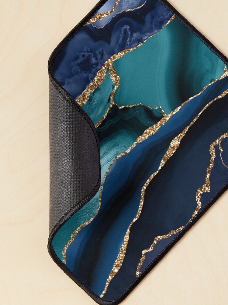 Alternate view of Glamour Ocean Blue Faux Marble Mouse Pad