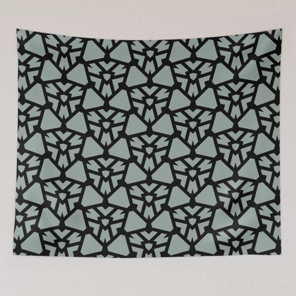 Item preview, Green and Black Shield Shape Tile Pattern Pairs Dulux 2022 Popular Colour Fresh Foliage - Color Trends designed and sold by ColorOfTheYears.