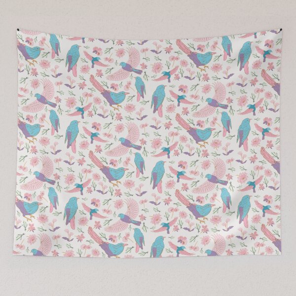 Item preview, Elegant Pink Flying Birds and Flowers Pattern Design (Floral) designed and sold by By Roqia.
